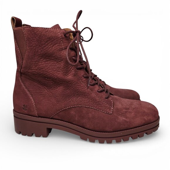 Lucky Brand Haddley Wine Red Combat Lace Up Boots 10M - Picture 6 of 11